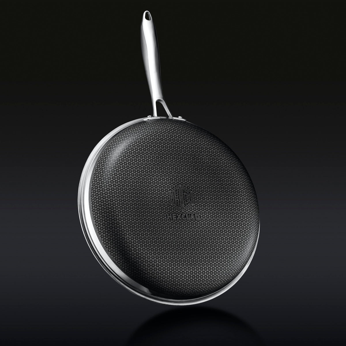 Underside of HexClad hybrid frying pan