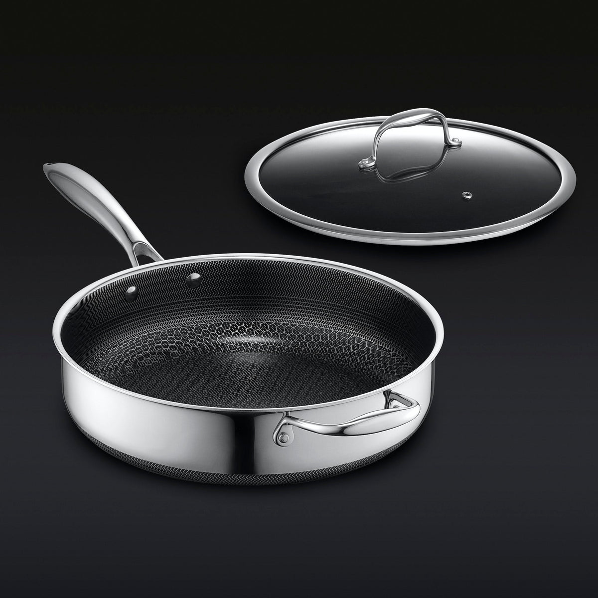 Hybrid Deep Sauté Pan with Lid, 4.5-Qt