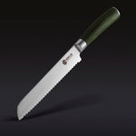 Damascus Steel Serrated Bread Knife, 8" (Green)