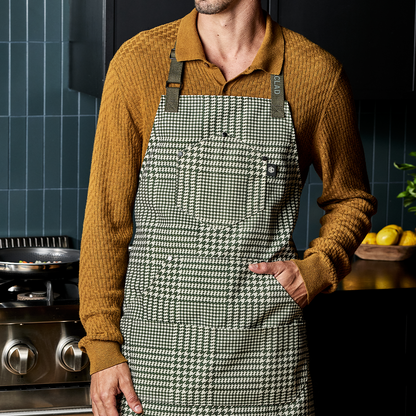Eco Modern Apron (Houndstooth-Forest)